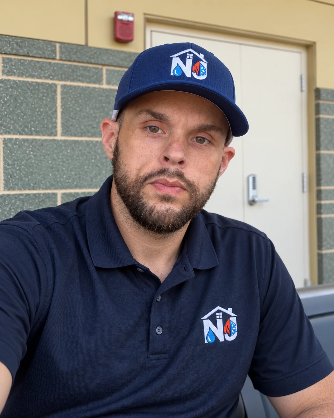 Nick Johnson in his work shirt and cap